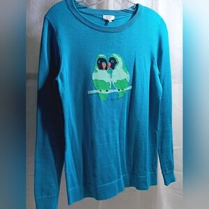 Crown & Ivy Women's Teal Parrot Sweater Size S